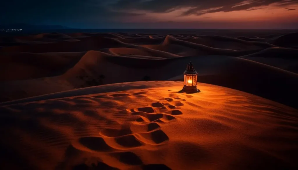 Paysage désertique évoquant l’histoire inspirante de Talha ibn Ubayd Allah pour les enfants